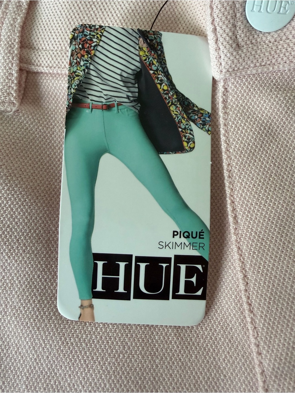 HUE Piqué Skimmer Pants Pink Size L NWT Stretch Skinny Ankle Pants - Picture 4 of 10
